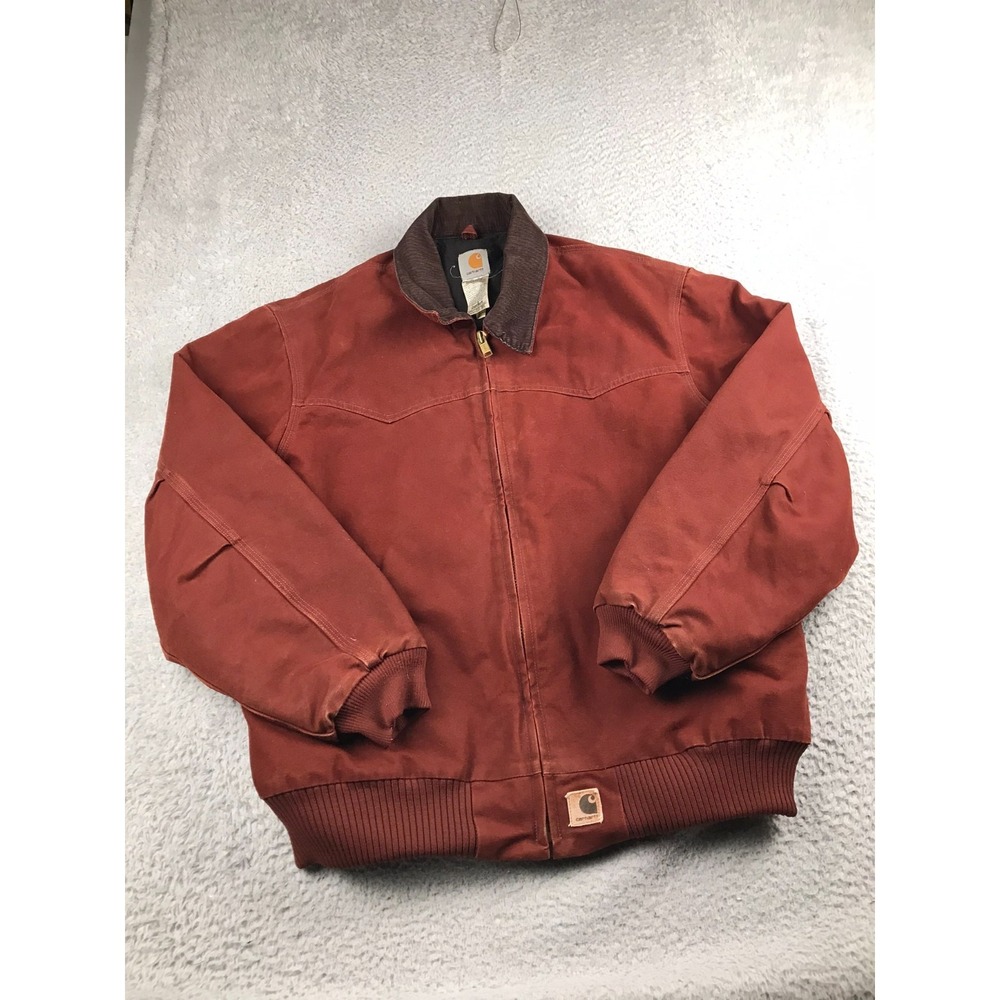Carhartt J14 CLY Sandstone Santa Fe Jacket Mens XL Clay Red Duck Quilt Lined